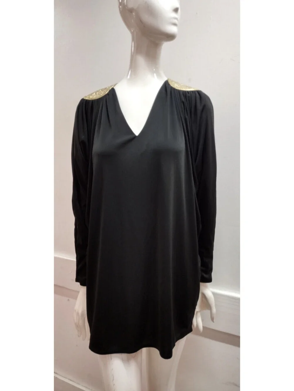 Bill Tice Black Disco Mini Dress Long Sleeve Studio 54 Chic AVANTE-GARDE 70s M/L
